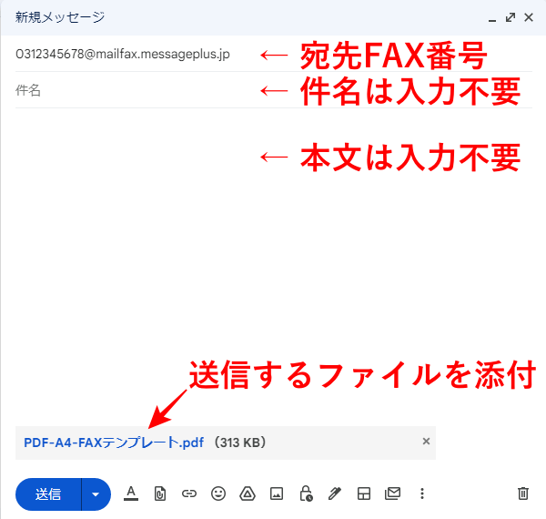 GmailからFAX送信（メッセージプラス）